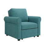 Divano letto convertibile 3 in 1 in beige/blu scuro/verde acqua, poltrona singola