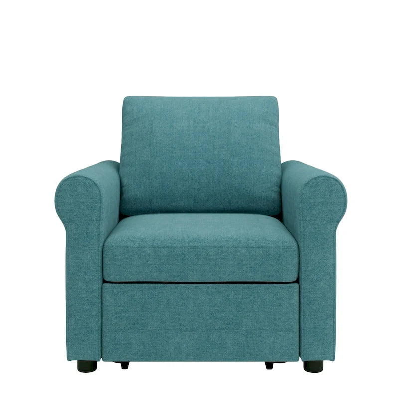 Divano letto convertibile 3 in 1 in beige/blu scuro/verde acqua, poltrona singola