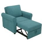 Divano letto convertibile 3 in 1 in beige/blu scuro/verde acqua, poltrona singola