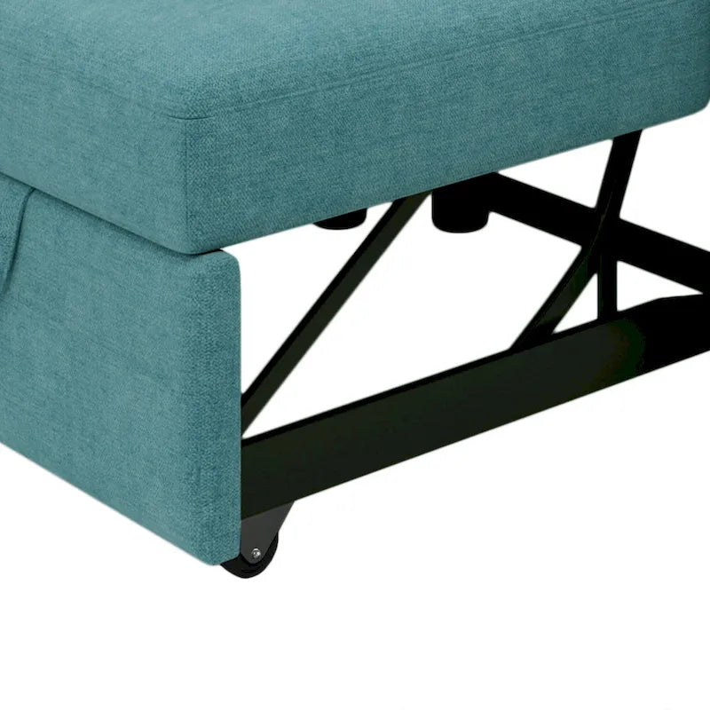 Divano letto convertibile 3 in 1 in beige/blu scuro/verde acqua, poltrona singola