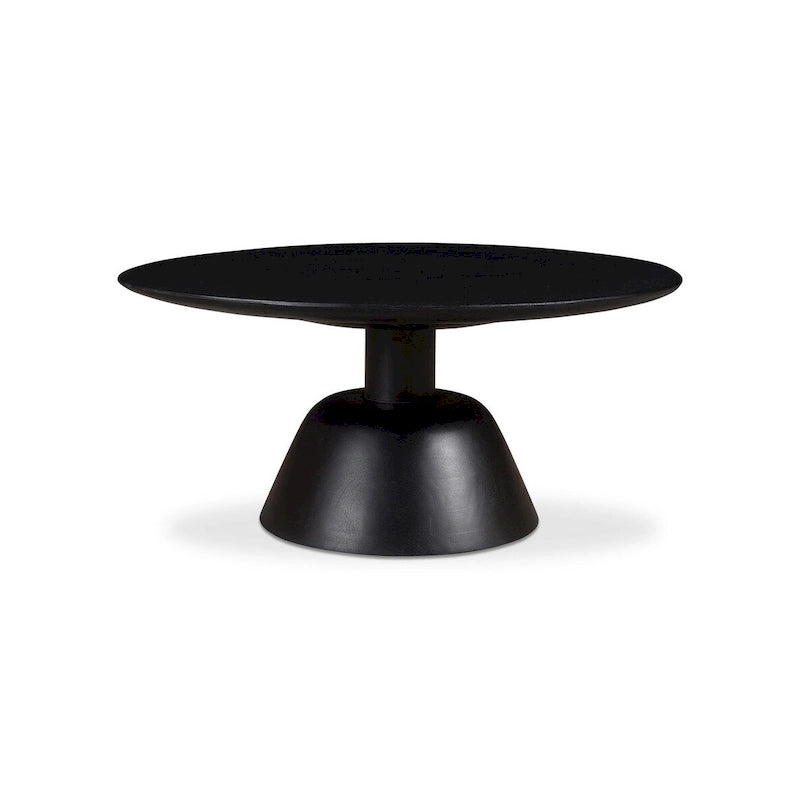 Tavolino da Caffè Rotondo con Piedistallo Nero/Naturale, Moderno, 1 Pezzo