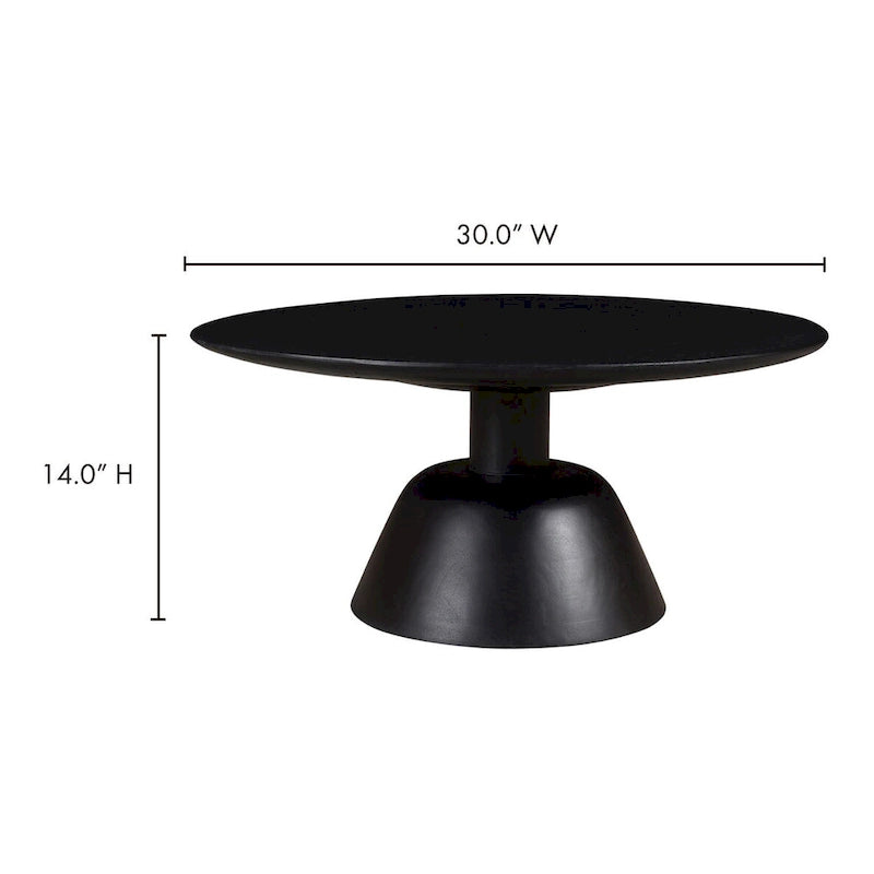 Tavolino da Caffè Rotondo con Piedistallo Nero/Naturale, Moderno, 1 Pezzo