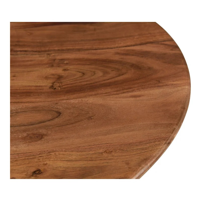 Tavolino da Caffè Rotondo con Piedistallo Nero/Naturale, Moderno, 1 Pezzo