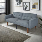 Divano letto futon convertibile a 2 posti con schienale diviso, in similpelle/tessuto multicolore