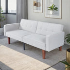 Divano letto futon convertibile a 2 posti con schienale diviso, in similpelle/tessuto multicolore
