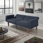 Divano letto futon convertibile a 2 posti con schienale diviso, in similpelle/tessuto multicolore