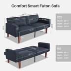 Divano letto futon convertibile a 2 posti con schienale diviso, in similpelle/tessuto multicolore