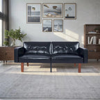 Divano letto futon convertibile a 2 posti con schienale diviso, in similpelle/tessuto multicolore
