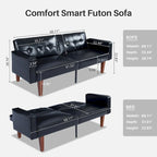 Divano letto futon convertibile a 2 posti con schienale diviso, in similpelle/tessuto multicolore