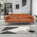 Divano letto futon convertibile a 2 posti con schienale diviso, in similpelle/tessuto multicolore