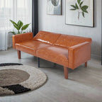 Divano letto futon convertibile a 2 posti con schienale diviso, in similpelle/tessuto multicolore