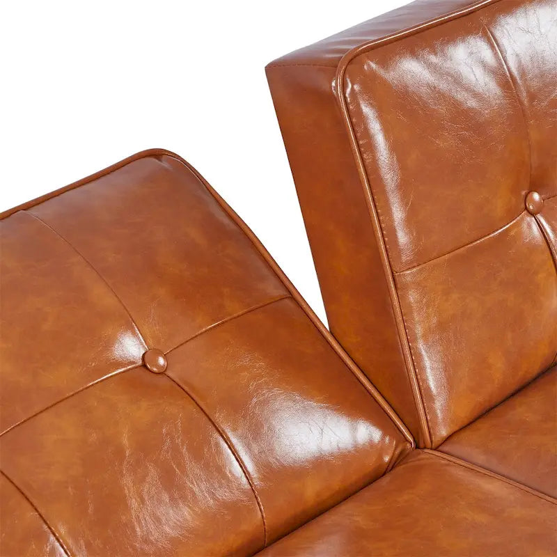 Divano letto futon convertibile a 2 posti con schienale diviso, in similpelle/tessuto multicolore