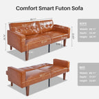 Divano letto futon convertibile a 2 posti con schienale diviso, in similpelle/tessuto multicolore