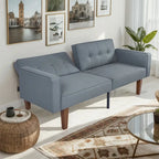 Divano letto futon convertibile a 2 posti con schienale diviso, in similpelle/tessuto multicolore