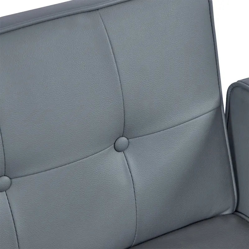 Divano letto futon convertibile a 2 posti con schienale diviso, in similpelle/tessuto multicolore
