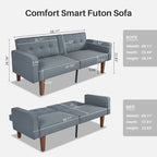 Divano letto futon convertibile a 2 posti con schienale diviso, in similpelle/tessuto multicolore