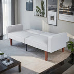 Divano letto futon convertibile a 2 posti con schienale diviso, in similpelle/tessuto multicolore