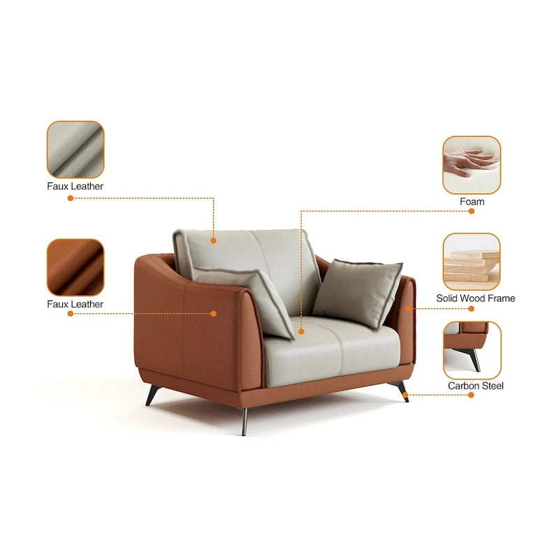 Poltroncina accentuata arancione in similpelle con gambe nere – 1 posto