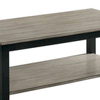 Tavolino rettangolare effetto legno grigio con ripiano inferiore