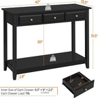 Console Nera a 3 Cassetti, Piano in MDF, Montaggio per 1 Persona