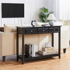 Console Nera a 3 Cassetti, Piano in MDF, Montaggio per 1 Persona