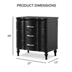 Comodino nero/argento Glam a 3 cassetti, 1 persona