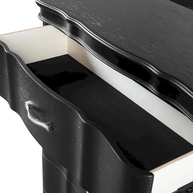 Comodino nero/argento Glam a 3 cassetti, 1 persona