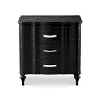 Comodino nero/argento Glam a 3 cassetti, 1 persona