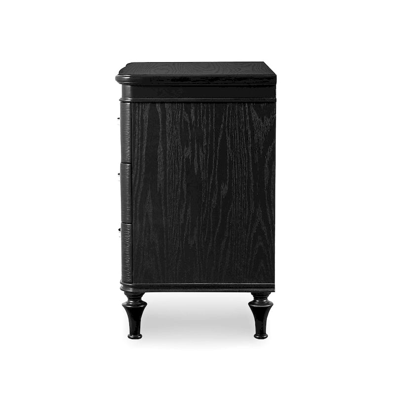 Comodino nero/argento Glam a 3 cassetti, 1 persona