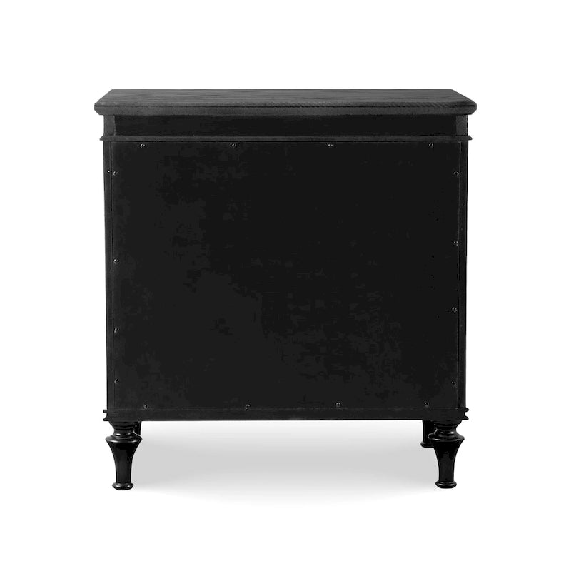 Comodino nero/argento Glam a 3 cassetti, 1 persona